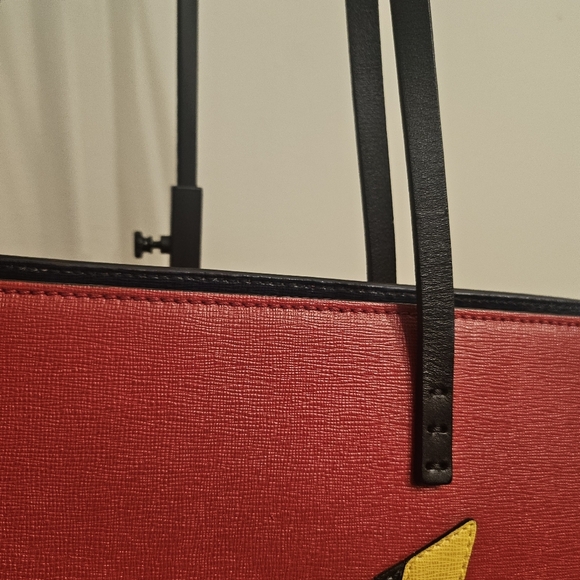 Fendi Monster Eyes Tote – Red Saffiano Leather With Fendi Charm - Picture 5 of 16
